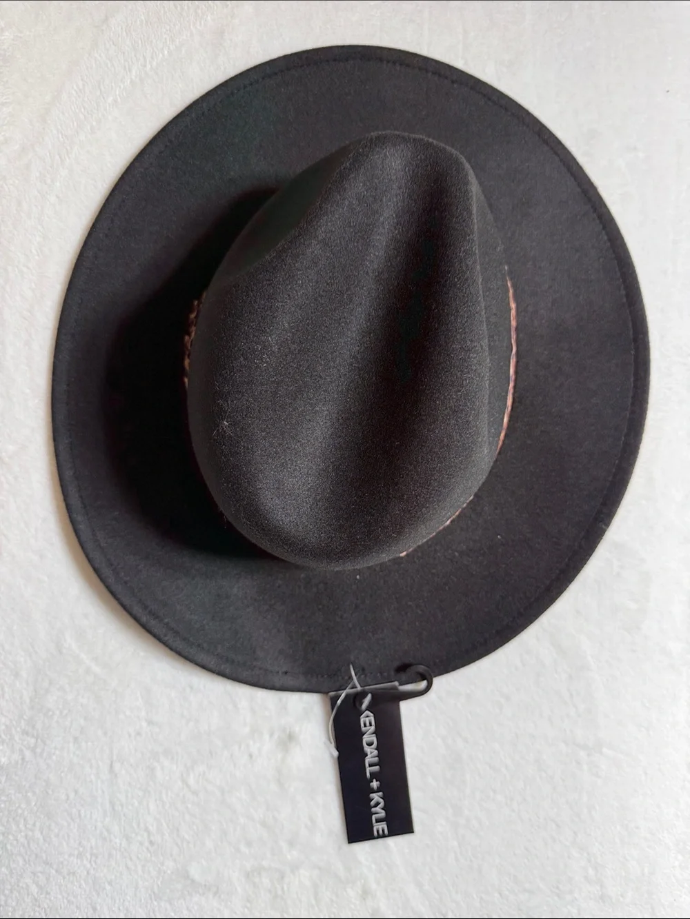 Kendall & Kylie Black Felt Fedora with Leopard Band